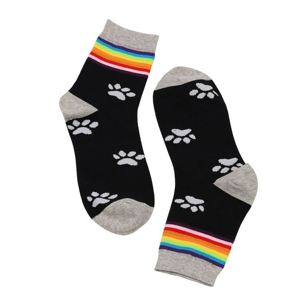 XZNGL Funny Womens Socks Womens Socks Thick Warm Fuzzy Funny Rainbow Paw  Print Slipper Sock Cute Fuzzy Socks Womens Slipper Socks Fuzzy Slipper Socks  Cute Crew Socks 