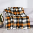 thumbnail image 3 of Zufioo Orange Plaid Print Horizontal Flannel Blanket, Anti-wrinkle, Anti-shrinkage, Anti-allergic Plush Blanket, Household Items Suitable for Bedroom-40"x30", 3 of 6