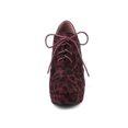 thumbnail image 2 of BLISSFUL STEP Women's Platform Block Heel Lace Up Booties Burgundy Leopard (Size 9), 2 of 8