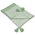 thumbnail image 5 of Ox Bay Rory Pastel Green/White Striped Lightweight Cotton with Tassels Throw Blanket, 50" x 60", 5 of 7
