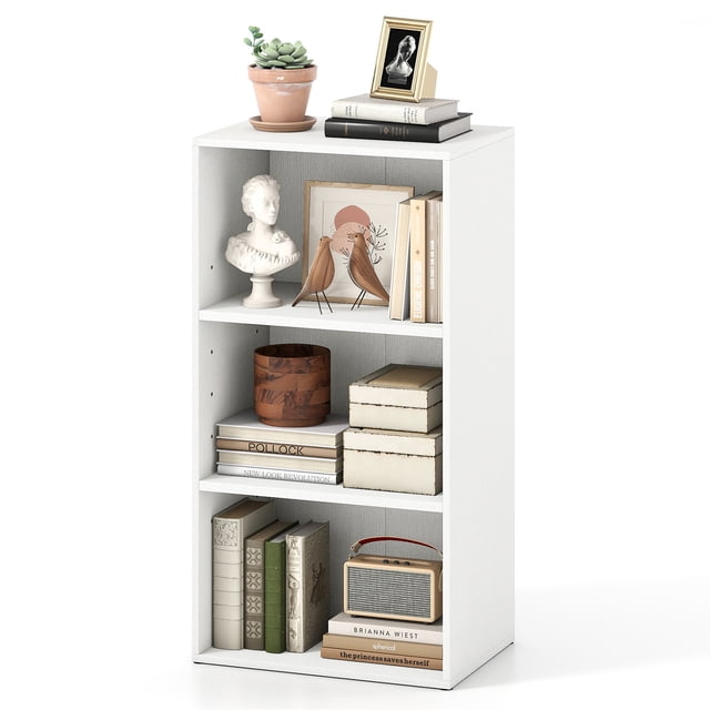 Giantex Bibliothèque à 3 Cubes, Étagère Ouverte Autoportante avec Tablettes Réglables à 7 Positions, Étagère d'Exposition Moderne, Blanc