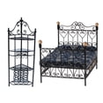 thumbnail image 1 of Estilo Retro Europeo 1/12 Muebles en Miniatura Juego de Estante de Almacenamiento de Cama Doble para Decoración de Es Zulema Cama en miniatura de la casa de muñecas, 1 of 8