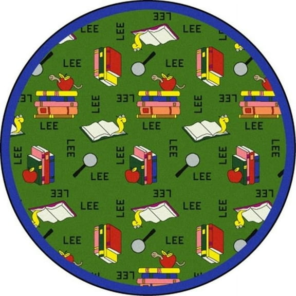 Kid Essentials Bookworm Language & Literacy Round Rugs  02 Green - 7 ft. 7 in.