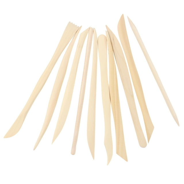 Miangastore 10 Pcs Outils en Bois pour Sculpter et Lisser Ivoire Double Extrémité