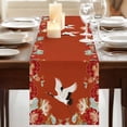 thumbnail image 3 of Table Runners 72 Inches Long Dress Scarves, Red Crane Farmhouse Kitchen/Dining Table Runner, Coffee Tablerunners, Vintage Red Teal Spring Floral Botanical 14x72 Inch, 3 of 9