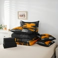 thumbnail image 6 of Manfei Orange Gray Black Ombre Bedding Comforter Set 7pcs, Abstract Oil Painting King Bedding Sets, Watercolor Gradient Bed Sheets, Lightweight Room Decor, 6 of 8