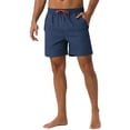 thumbnail image 4 of INSPIRAR CHIC Pantalones Cortos de Playa para Hombre de Verano con Cintura Elástica y Cordón, Forro de Malla, 28 Azul Oscuro, 4 of 5