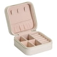 thumbnail image 1 of Graflsoa Compact PU Leather Jewelry Organizer Box for Earrings, Rings & Necklaces - Travel-Friendly & Stylish Design in White (Style 1#), 1 of 7