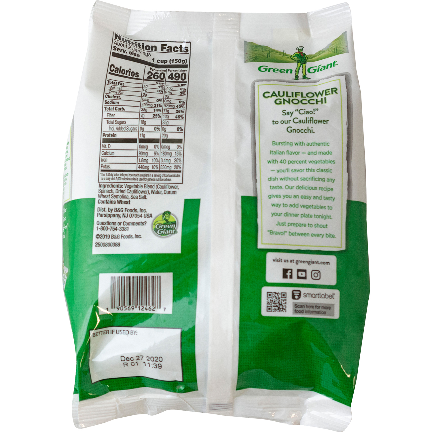Green Giant Cauliflower Spinach Cauliflower Gnocchi 10 Oz Walmart Com Walmart Com