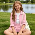 thumbnail image 5 of Fnooota Girls Outfit Sets 2 Piece, Long Sleeve Summer Casual School Kids' Clothing Sets Pink Size 10-12, 5 of 8