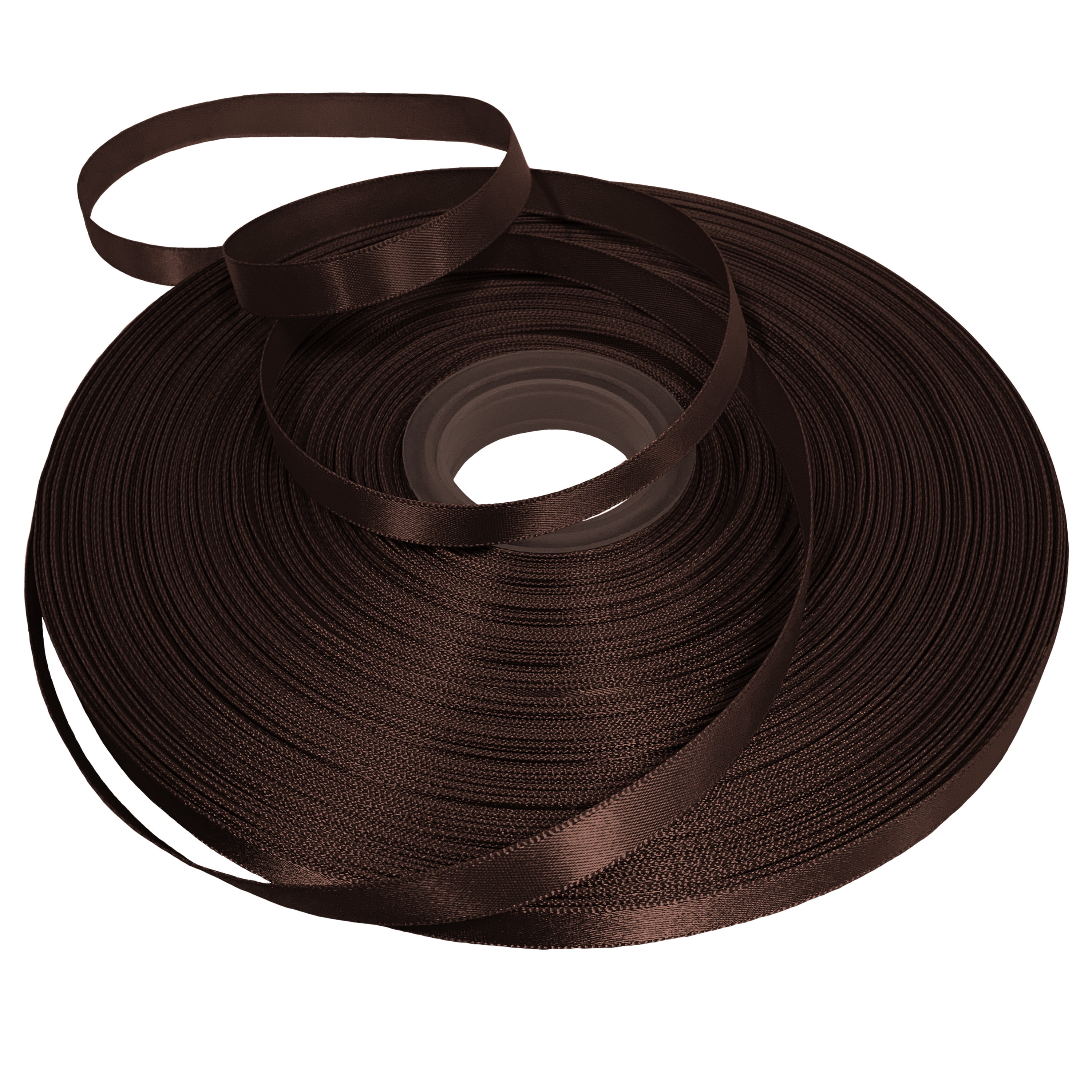 Brown Single Face Satin Ribbon, 3/8" x 100 Yards by Gwen Studios