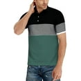 thumbnail image 3 of YTD Men's Short Sleeve Polo Shirts Casual Slim Fit Contrast Color Stitching Stripe Cotton Shirts, 3 of 4