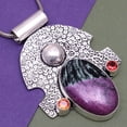 thumbnail image 3 of Ruby Zoisite Garnet Gemstone Mother's Day Silver Jewelry Pendant  2.25", 3 of 7