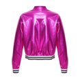 thumbnail image 2 of IEFIEL Girls Boys Metallic Bomber Jacket Juniors Long Sleeve Bronzing Coat Outerwear for Hip Hop Jazz Dance Rose-B 16, 2 of 7