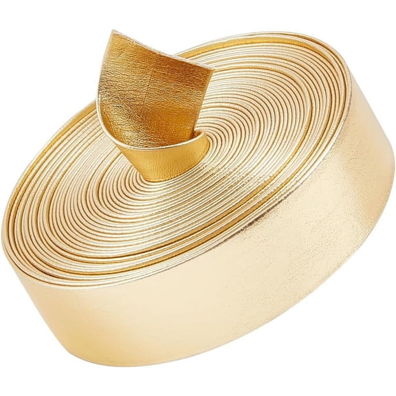 5M Flat Imitation Leather Cord for Pillow Decor golden 20x1mm about 5.47 Yards(5m)/Roll