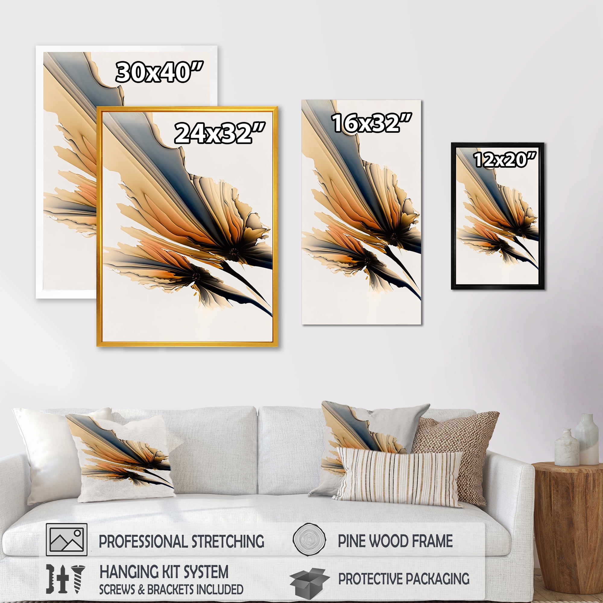 Designart Orange Daisy Flowers Hyperrealistic I Canvas Wall Art
