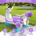 thumbnail image 6 of Funcid 12V Ride on Motorcycle with 3 Wheels, 2 Seater Kids Motorcycle with Storage Compartments, 2WD Electric Bike for Toddlers, Stable Structure, Cute Design, Music, LED Lights, Purple, 6 of 9