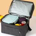 thumbnail image 1 of Bolsa de Almuerzo Aislante Tela Oxford Gris, Portabentos de Gran Capacidad 25x20x15cm, Impermeable, Fácil de Limpiar, Correa para el Hombro, 1 of 6