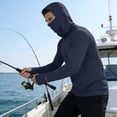 thumbnail image 4 of Dazajoo Uv Sun Shirts for Men Summer UPF 50 Long Sleeve Hooded Sun Shirt with Mask UV Protection Quick Dry Rash Guard Tops with Thumb Holes Fishing Hiking Navy,XL, 4 of 8