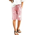 thumbnail image 4 of Kids Cargo Shorts Boys Size 7-8 Drawstring Elastic Waistband Jogger Shorts Loose Fit Beach Shorts with Pockets Kids Clothes,Pink,140(9-10 Years), 4 of 4