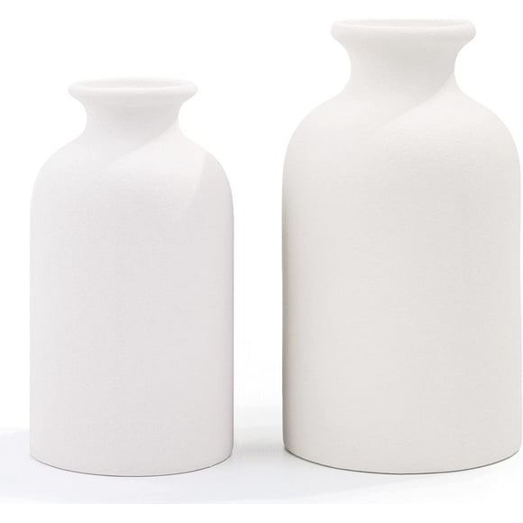 Hirdbrote Petits Vases en Céramique pour Déco 2 Pcs, Vase à Fleurs Déco Vintage Déco Ferme Moderne Déco Maison Rustique,