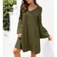 thumbnail image 3 of Vestido De Manga Acampanada, Manga Larga Con Cuello En V, Cuello En V Simple, Vestido De Manga Acampanada, Dobladillo Suelto Para Vacaciones ANGGREK Otros, 3 of 7