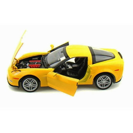 Corvette Z06 Wheels - 2007 Chevy Corvette Z06 Hard Top, Yellow - Welly 22504WYL - 1/24 scale Diecast Model Toy Car