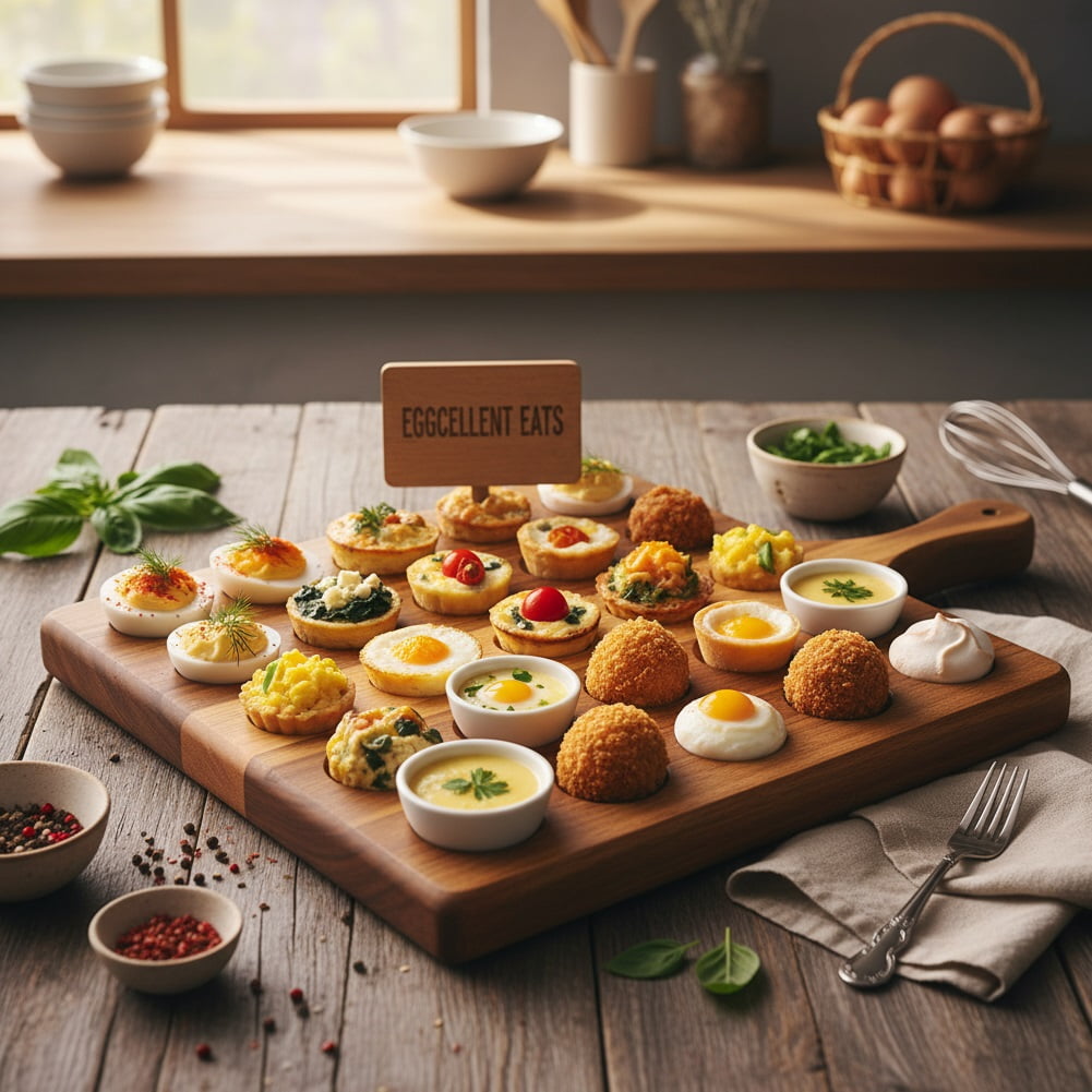 Wooden Deviled Egg Platter, Eggs Tray, Container Holder Craft Wood on Table, Plate for Breakfast, Reversible Plates with Handle, Cute Kitchen  Charcuterie Board Countertop Thanksgiving
