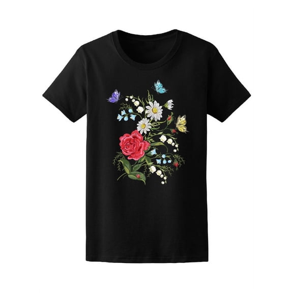 Beautiful Flower Adornment T-Shirt Women -Image by Shutterstock, Female XX-Large