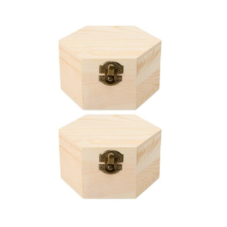 

NUOLUX 2 Pcs Small Hexagonal Wood Case Hand-Carved Soap Flower Box Decorative Scented Soap Aroma Accessories Container for Home Shop Supplies (Random Lock Hasp Style)