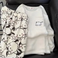 thumbnail image 5 of Pijamas japoneses bonitos de hellokitty para mujer, franela de invierno, además de terciopelo grueso, conjunto de ropa para el hogar con dibujos animados de celebridades de internet, 5 of 5