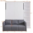 thumbnail image 4 of Full Size Versatile Murphy Bed with Upholstered Sofa and Storage Shelves, Modern Platform Bed Frame with Wood Slats Support, Space Saving, White, 4 of 9