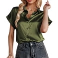 thumbnail image 1 of Blusa de manga corta con cuello en V para mujer - Top informal holgado oversize en color liso - S-XXL, 1 of 6