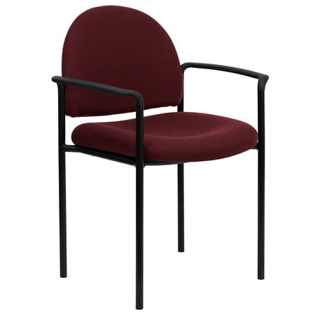 Flash Furniture Tiffany Comfort Burgundy Fabric Stackable Steel Side Reception Chair with Arms