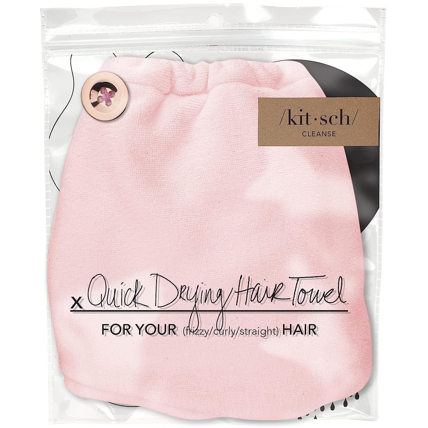 Kitsch Microfiber Hair Towel Wrap for Women, Pink, 1 Count