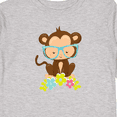 thumbnail image 4 of Inktastic Hipster Monkey, Monkey with Glasses, Flowers Boys or Girls Long Sleeve Toddler T-Shirt, 4 of 5