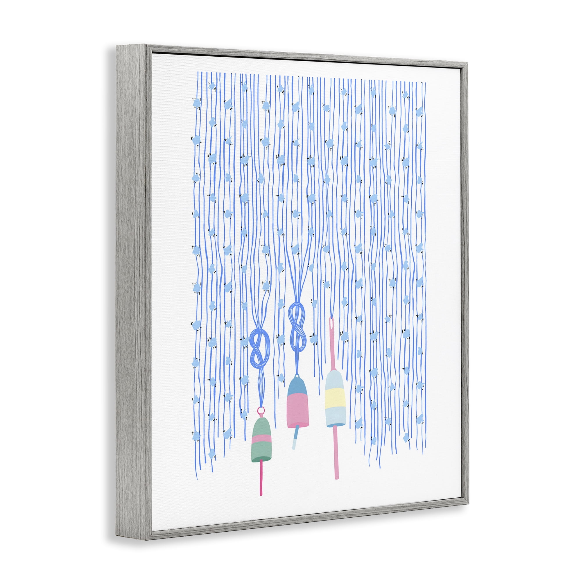 Stupell Industries Hanging Buoys on Ropes Gray Framed Giclee Art, design by Melissa Tilley