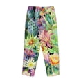 thumbnail image 5 of Xecao Watercolor Blooming Cactus Women's Straight Lounge Pajama Pants: The Epitome of Relaxed Sleepwear, 5 of 9