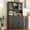Black, variant on Walsunny Pantry Cabinet with Microwave Shelf Doors Drawer for Kitchen Storage 68" Tall Kitchen Food Cabinet Pantry Organizer Shelves Coffee Bar Cabinet with Hutch White