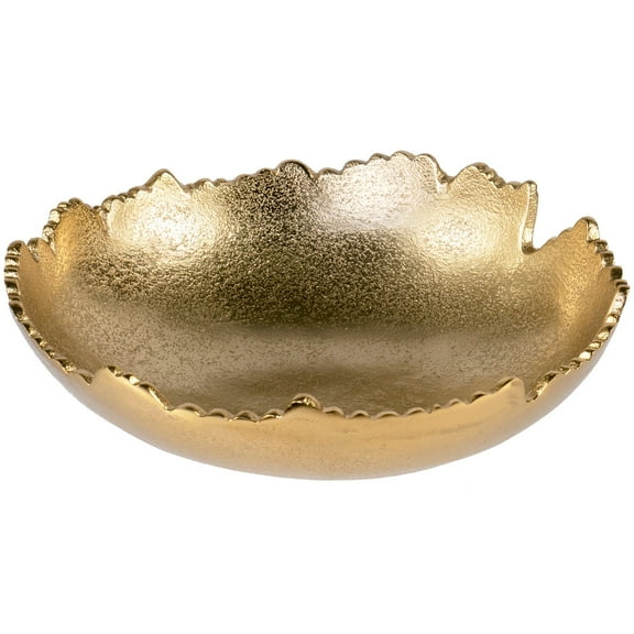 Red Co. 8.75” Gold Moon Decorative Metal Torn Hammered Asymmetrical Centerpiece Bowl with Sculpted Edges