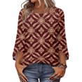 thumbnail image 3 of Womens Floral Print Tops Casual 3/4 Sleeve Tunic Shirts Loose Fit Crew Neck Blouses Lightweight Spring Summer Tops, 3 of 7