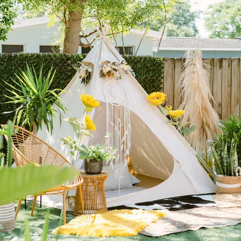 Outdoor Cotton Canvas Adult Camping Indian Teepee Pyramid Tent for 2 Person