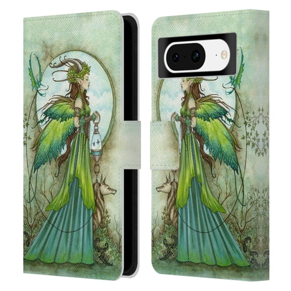 Head Case Designs Officially Licensed Amy Brown Lovely Fairies Promenade Leather Book Wallet Case Cover Compatible with Google Pixel 8