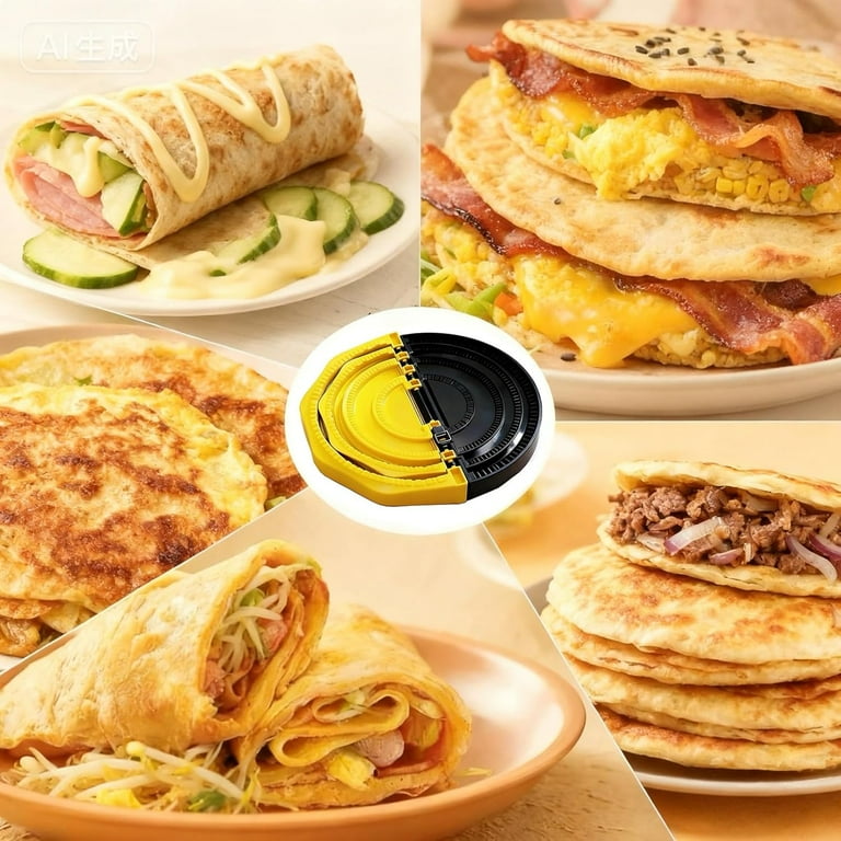 3-in-1 Tortilla Sealer & Crimper, Adjustable Size for 6"-12" Crust, Detachable Shark Tooth Design, BPA-Free, Dishwasher Safe - Makes Sealed Quesadillas, Tacos, Burritos, Dumplings (Yellow & Black)