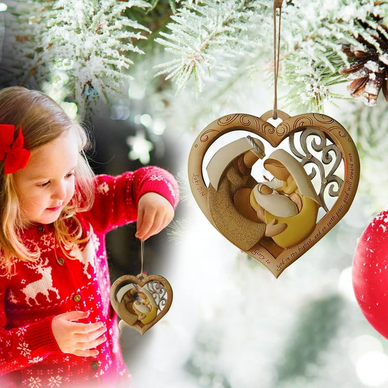 Clearance Christmas decorations Lovely Christmas Love The Wooden Sign Of The Birth Of Christ Christian Christmas Holy Family Ornament
