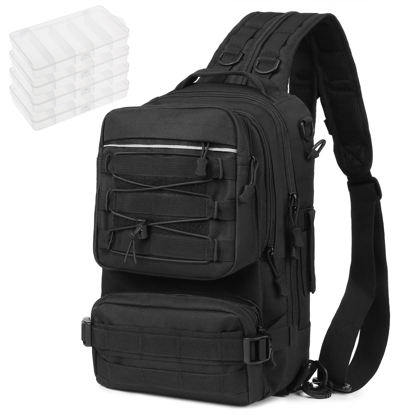 Backpack Fishing Tackle Backpack With 4 Trays Storage Bag Outdoor Shoulder Backpack Water-Resistant Fishing Gear Bags With 4 Tackle Box Fishing Gear Bag