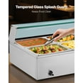 thumbnail image 4 of VEVOR Commercial Food Warmer, 1700W Electric Stainless Steel Steam Food Warmer with Glass Cover, 8-Pan Countertop Buffet Bain Marie with Soup & Perforated Ladles, 4 of 9