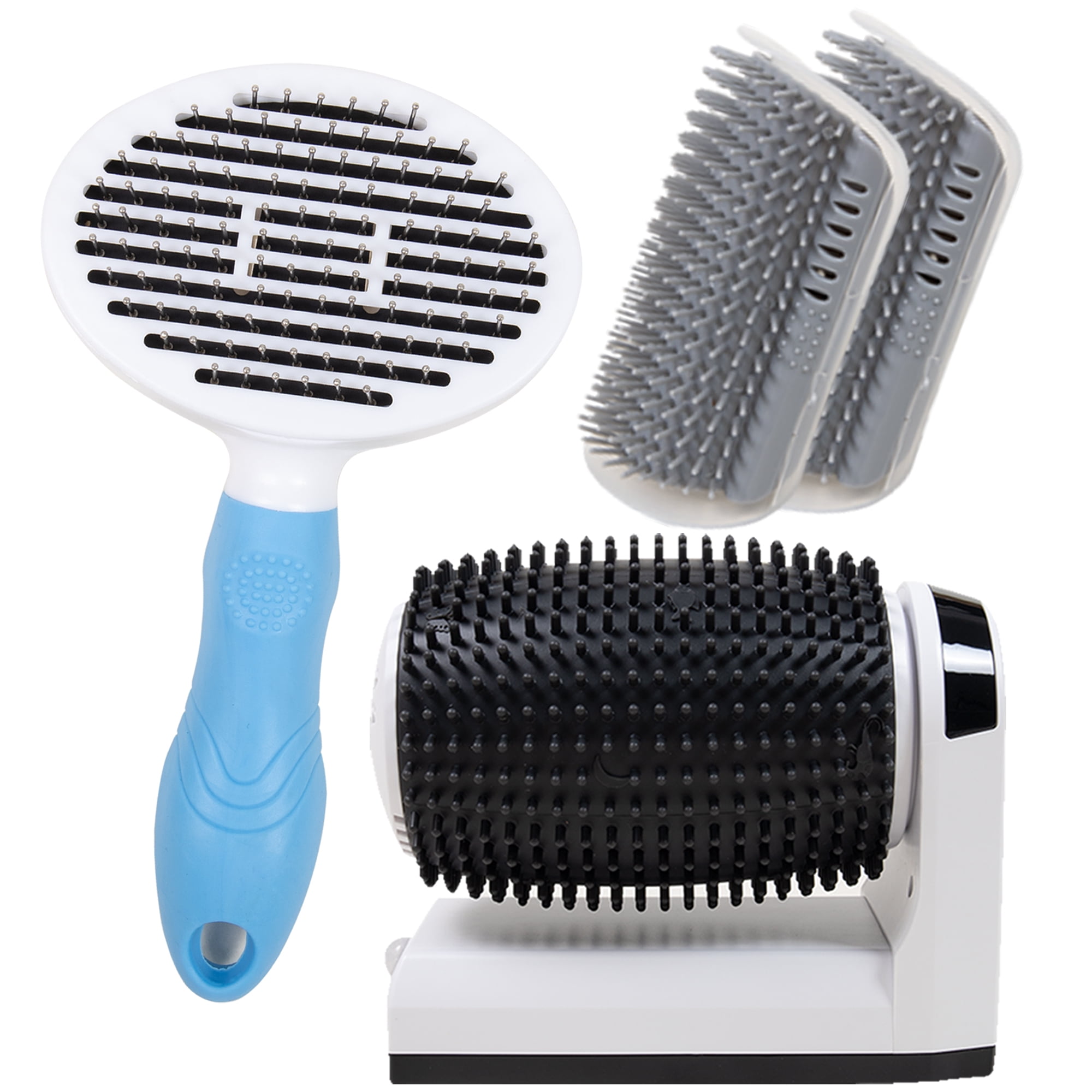 PAWSITIVE JOY Cat Grooming Supplies & Accessories: Complete Self Grooming Kit with Softer Scratcher, Rubbing Corner, Massager & Cat/dog brush, & Self-Cleaning Deshedding Brush - Cat Owner Must Haves!