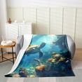 thumbnail image 2 of 3D Turtle Print Blanket ,Ocean Animal Throw Blanket,Tropical Coral Seaweed Fleece Blanket Lightweight,Underwater World Flannel Blanket Queen 90x90 Inch, 2 of 4