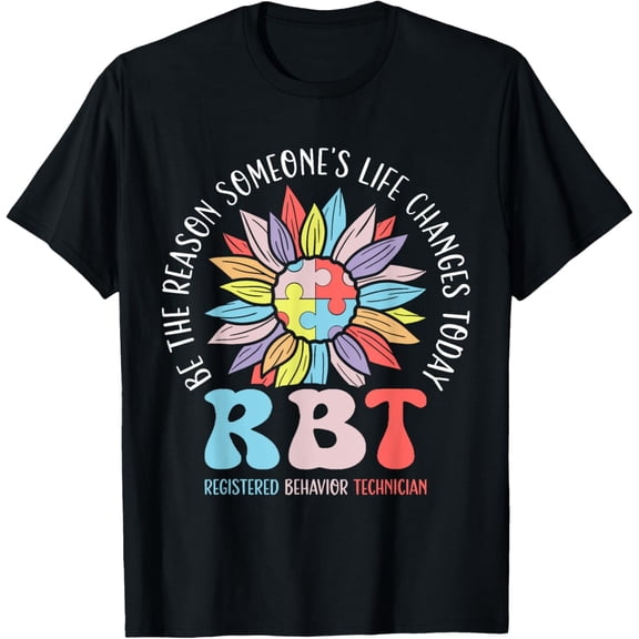 RBT Registered Behavior Technician T-Shirt Inspirational Autism Awareness Sunflower Graphic Tee Retro Colorful Men Women Shirt